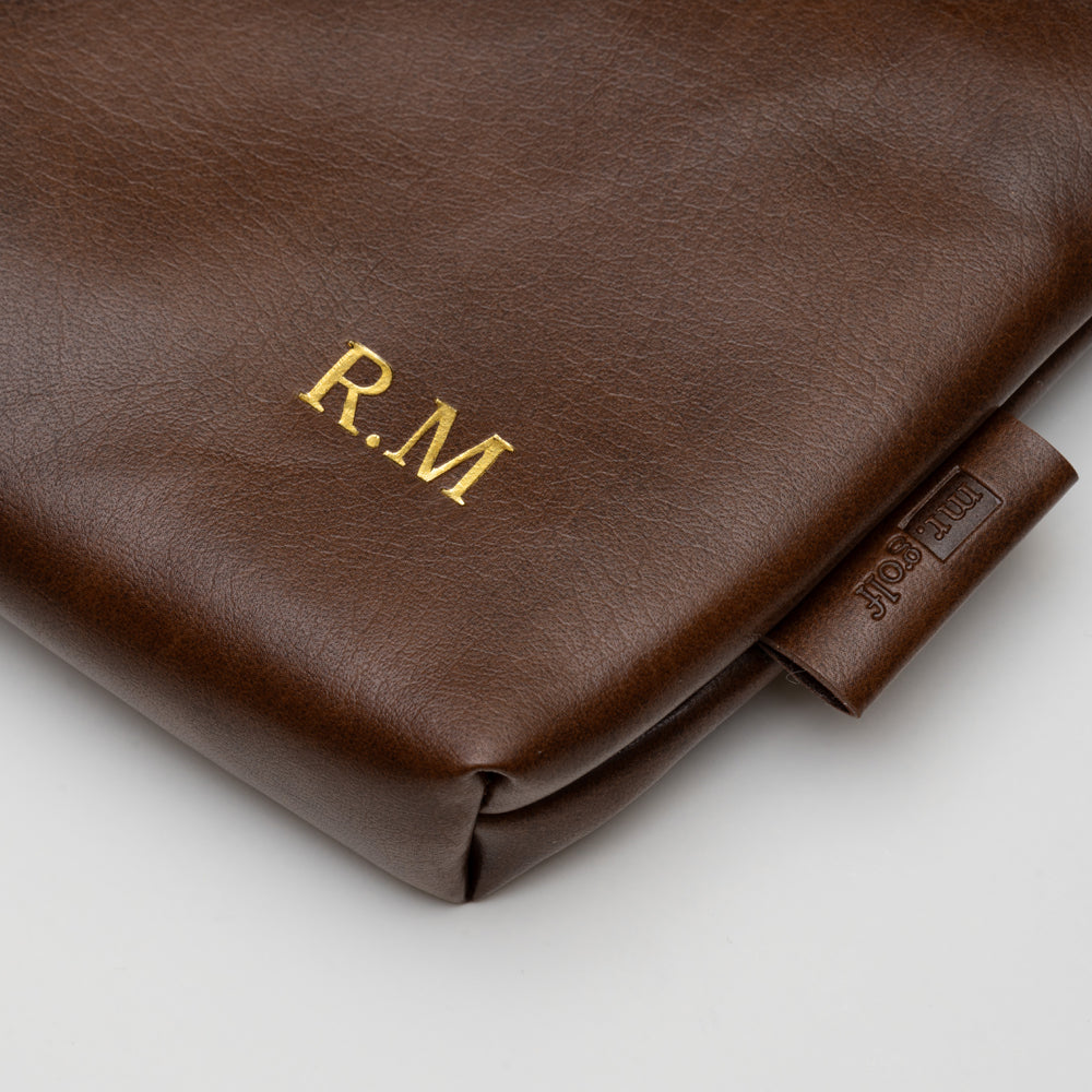 Personalised Premium Golf Pouch Bag (Cognac Brown)