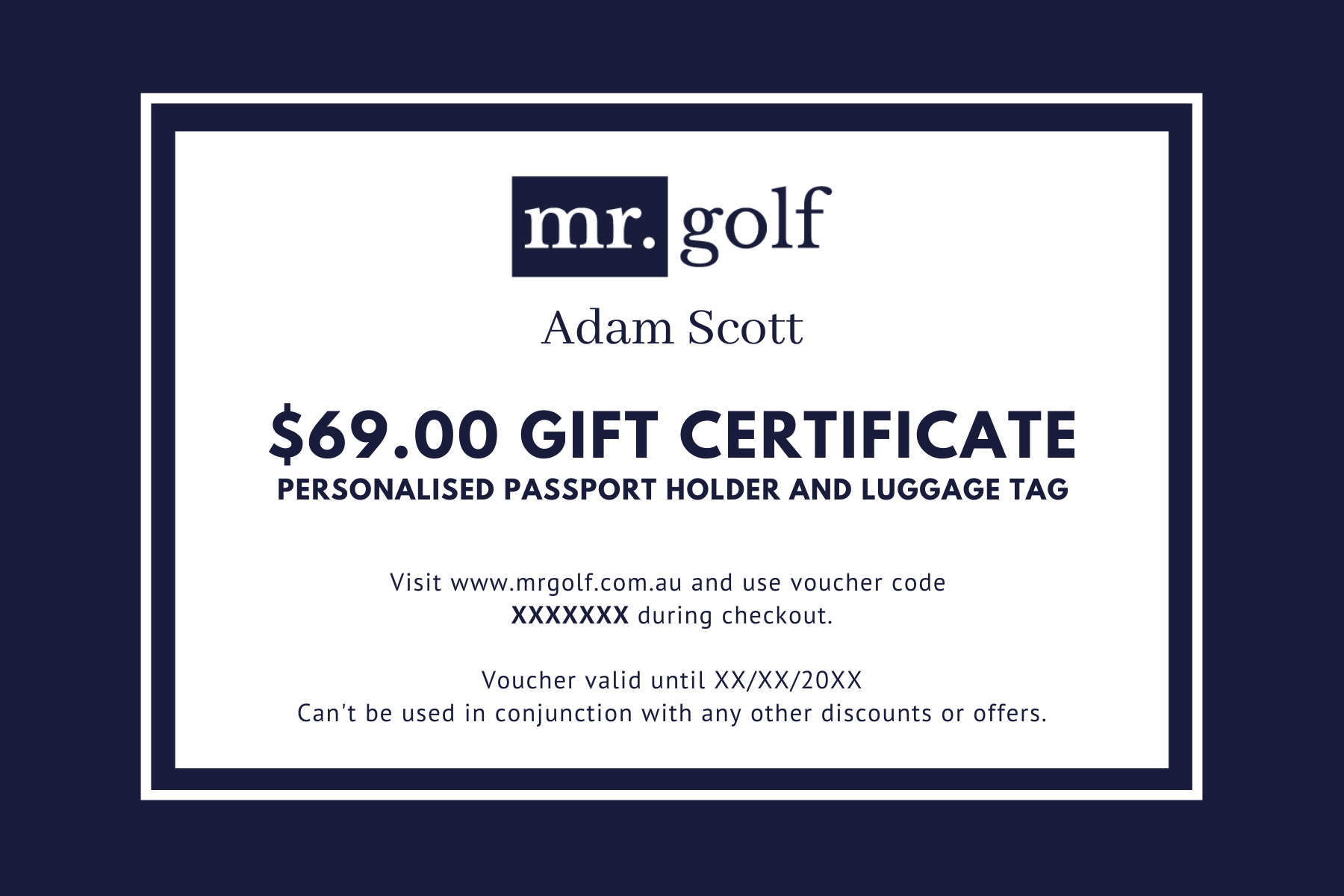 Gift Voucher - Personalised Passport Holder & Luggage Tag – Mr. Golf
