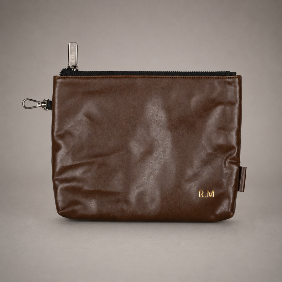 Personalised Golf Pouch Bag (Cognac Brown)