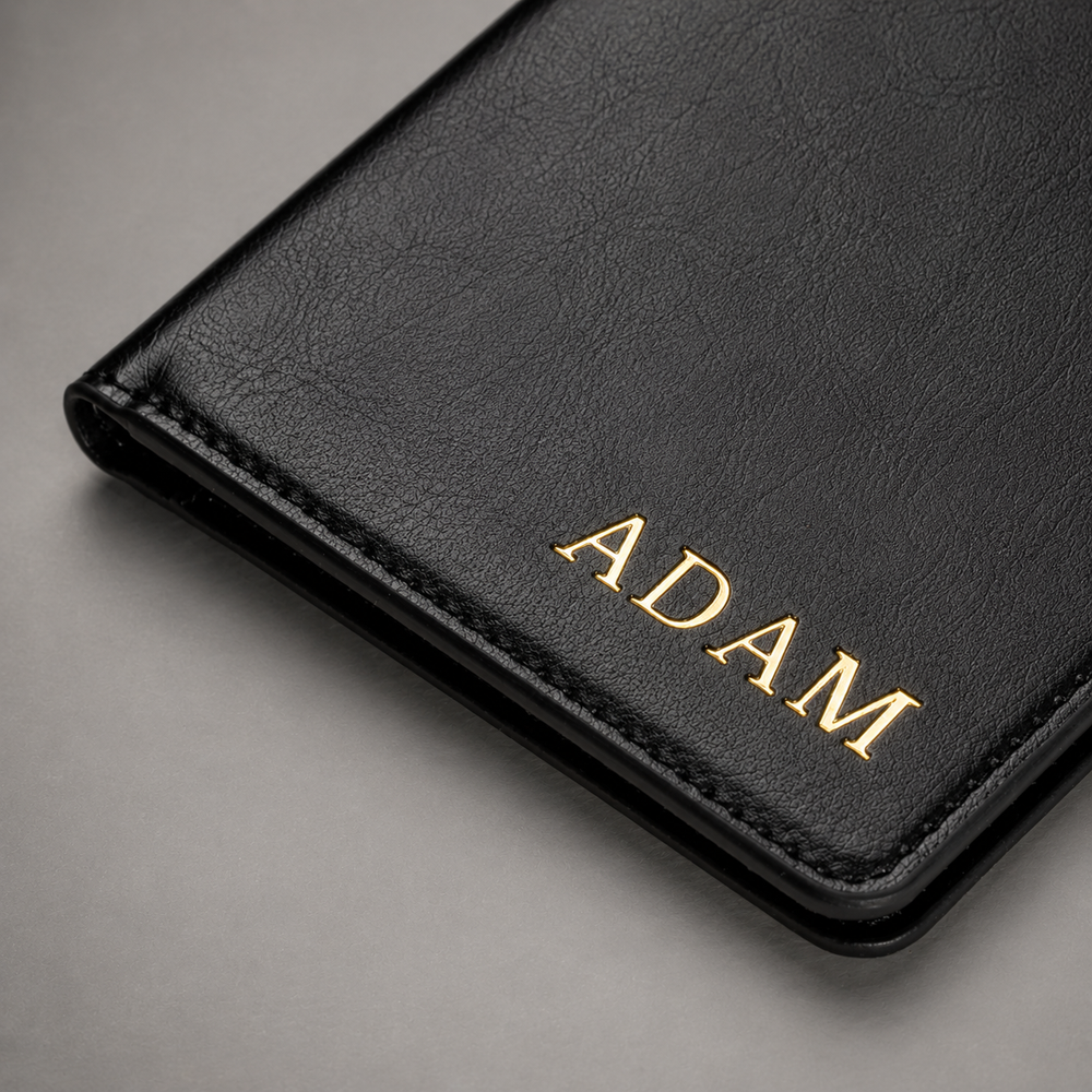 Personalised Passport Holder and Luggage Tag (Jet Black)