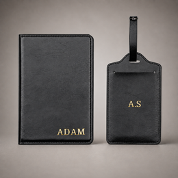 Personalised Passport Holder and Luggage Tag (Jet Black)