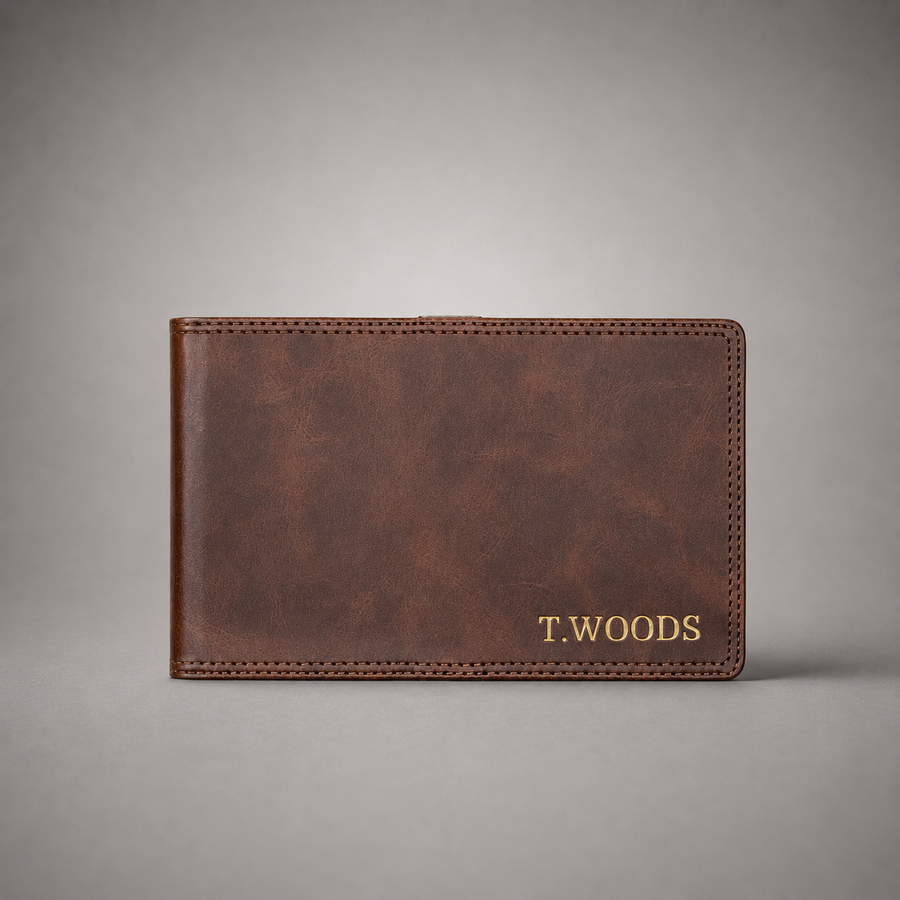 Personalised Golf Scorecard Holder (Brown)