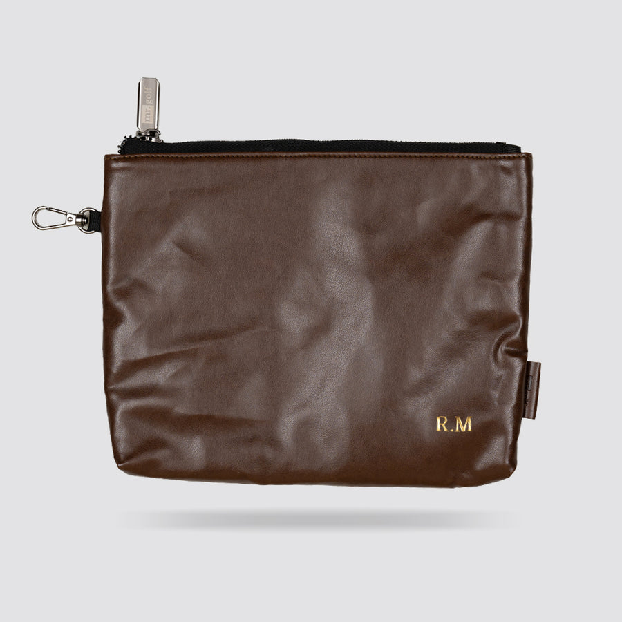 Personalised Golf Pouch Bag (Cognac Brown)