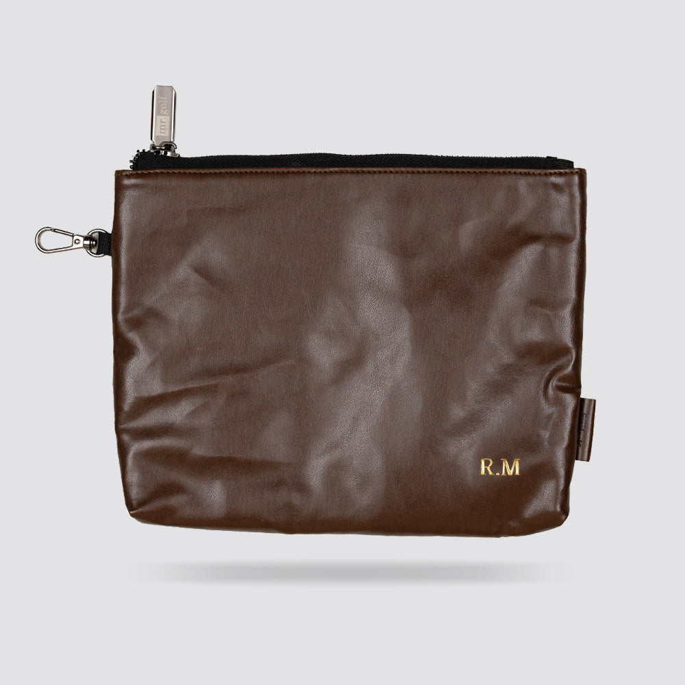 Personalised Premium Golf Pouch Bag (Cognac Brown)