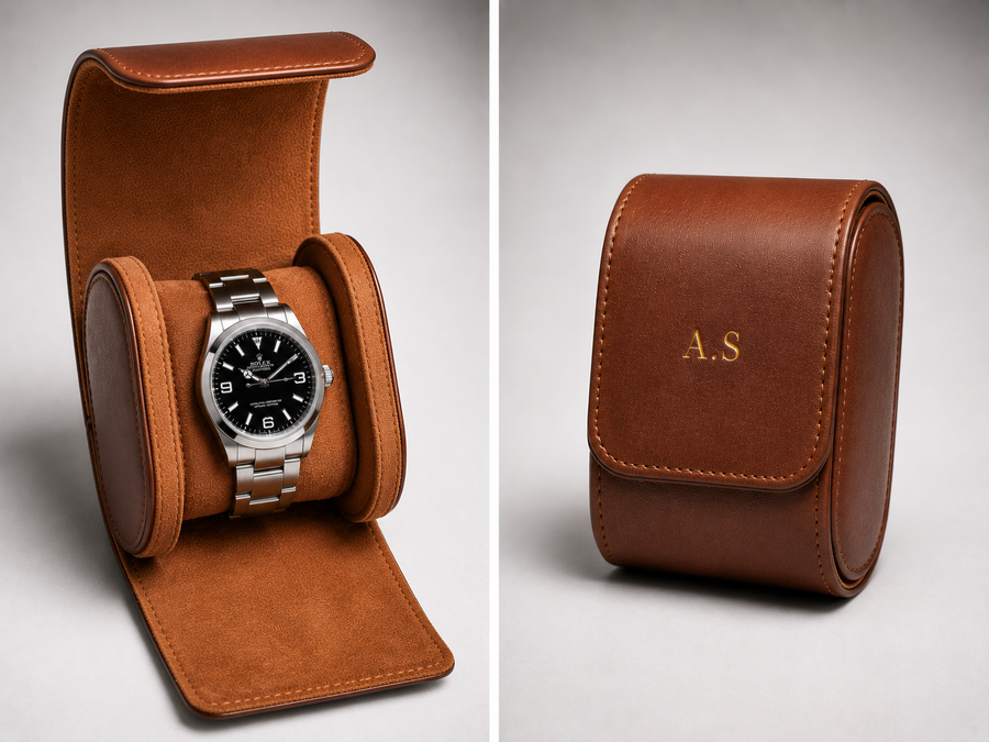 Personalised Premium Single Watch Case (Vintage Brown)