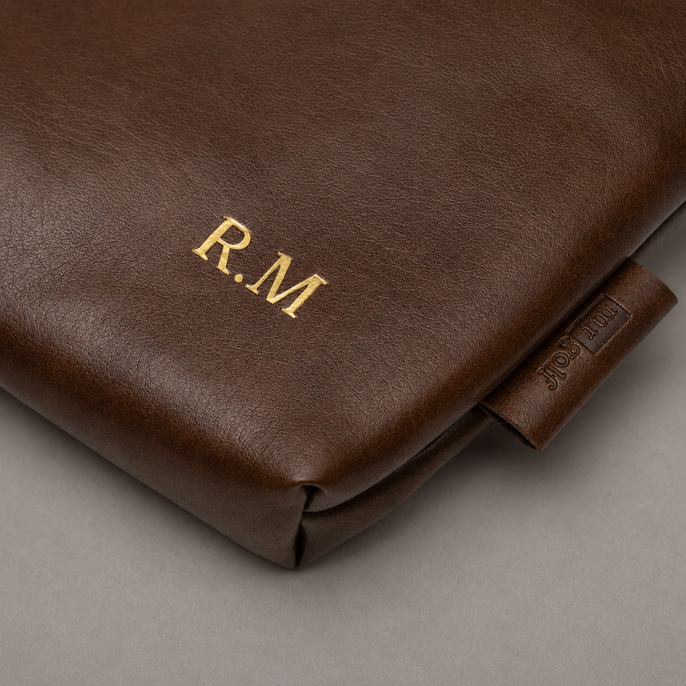 Personalised Golf Pouch Bag (Cognac Brown)