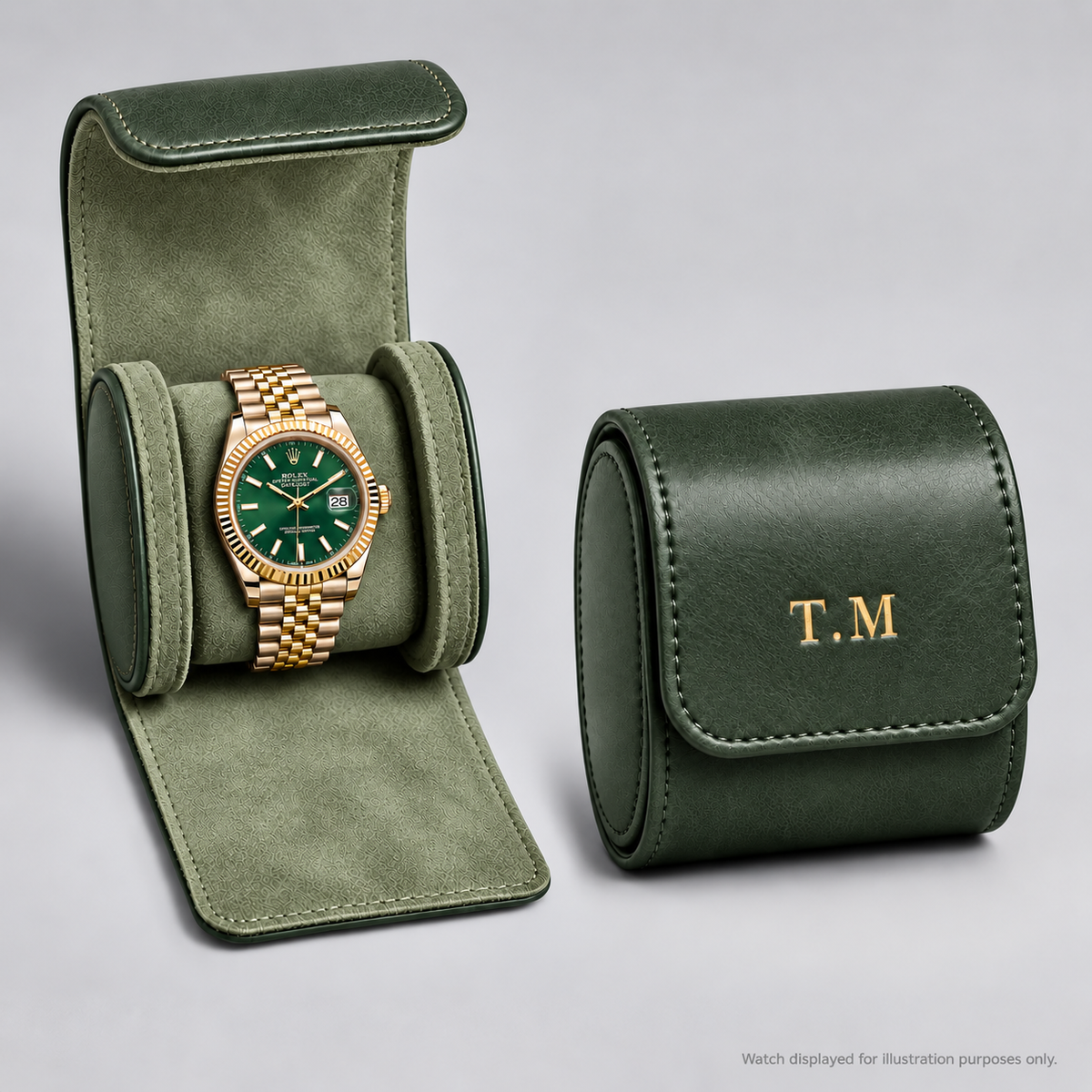 Personalised Premium Single Watch Case (Olive Green)
