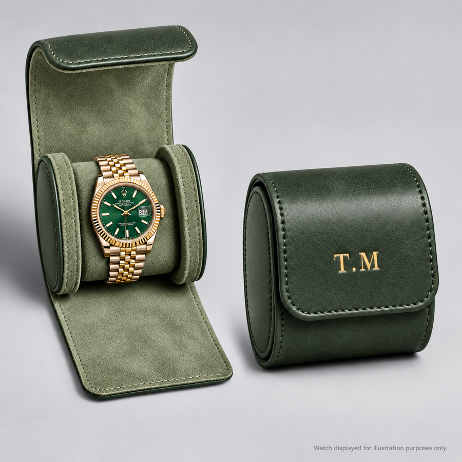 Personalised Premium Single Watch Case (Olive Green)