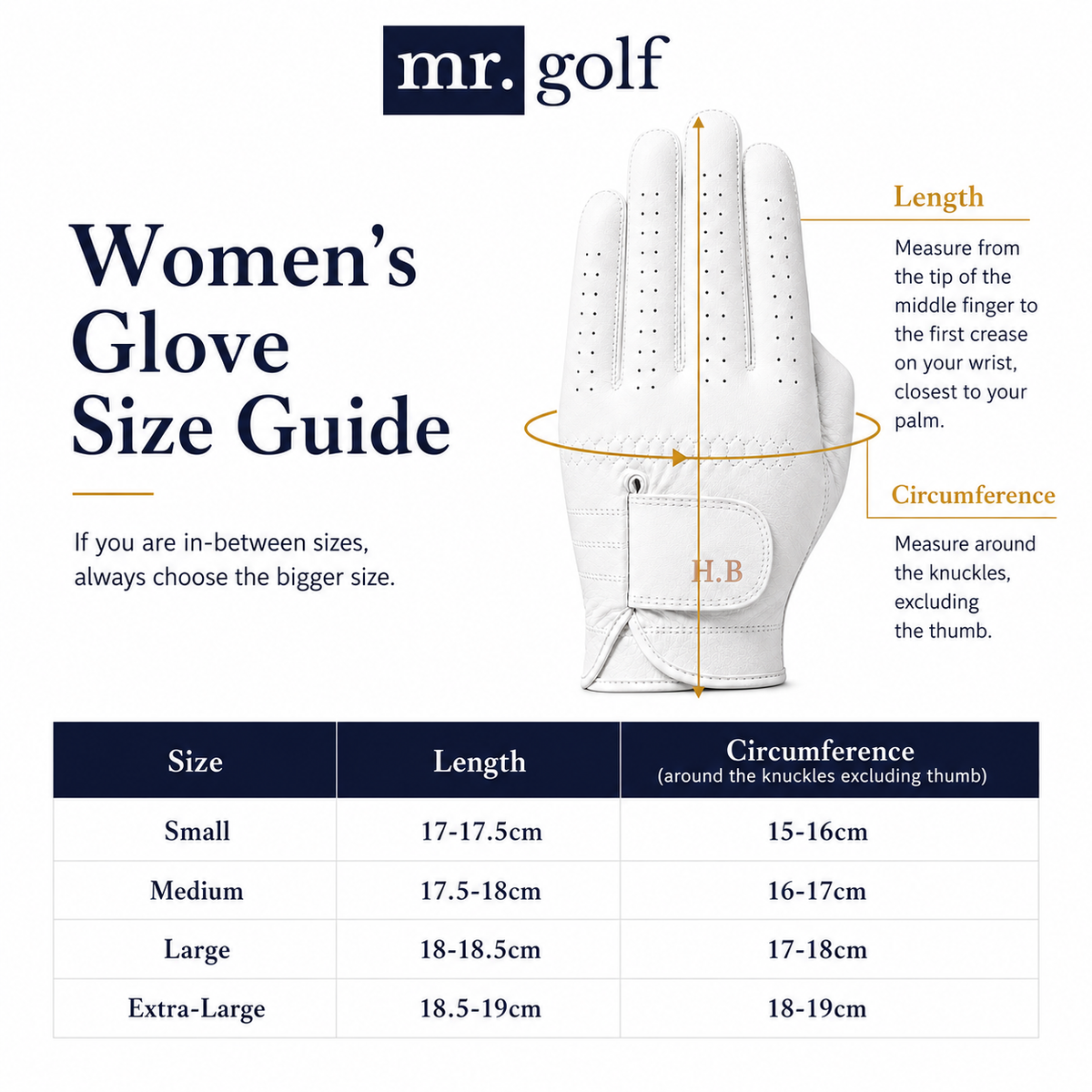 Personalised Premium Cabretta Leather Golf Glove (LADIES) - White