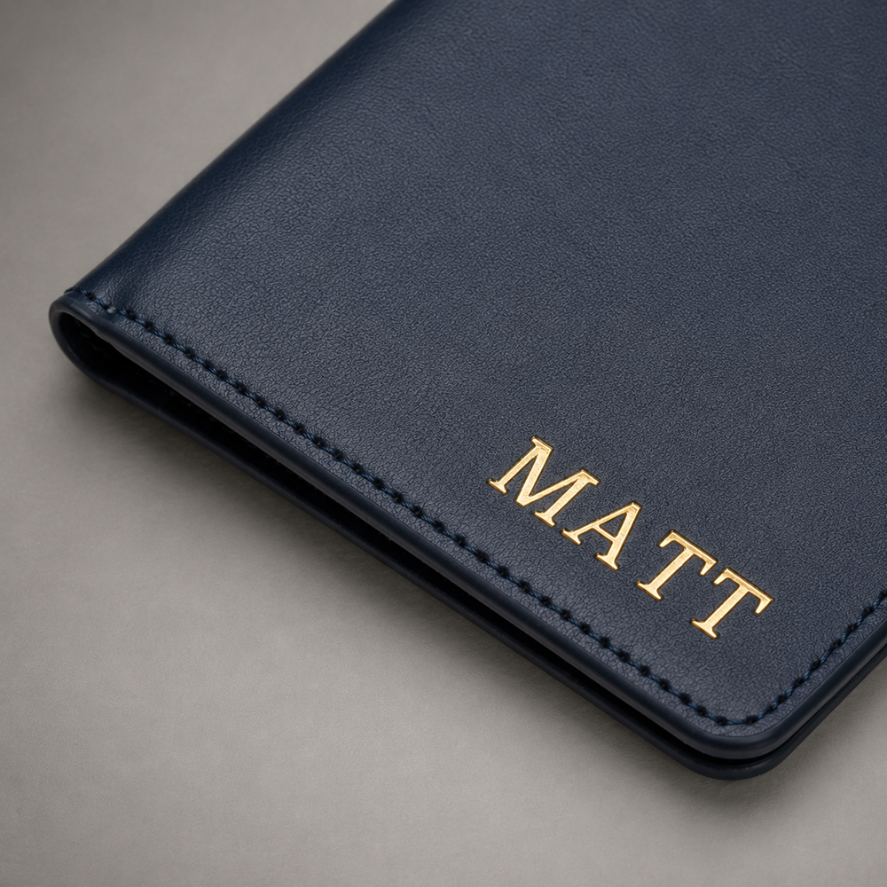 Personalised Passport Holder and Luggage Tag (Navy)