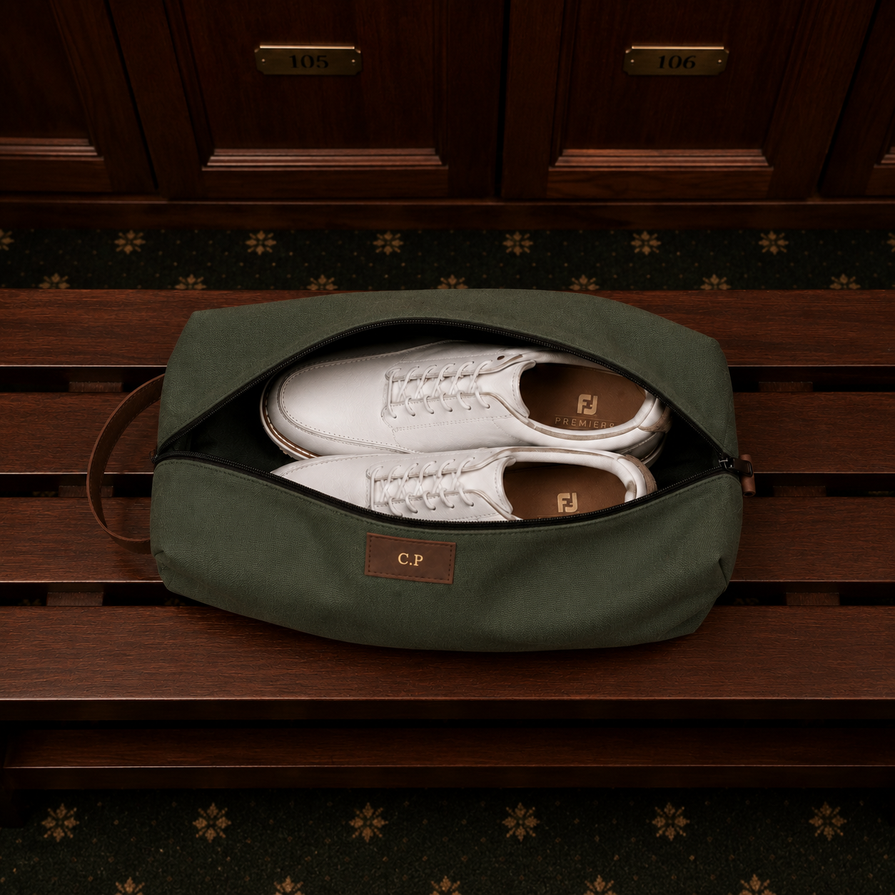 Personalised Golf Shoe Bag (Olive Green)