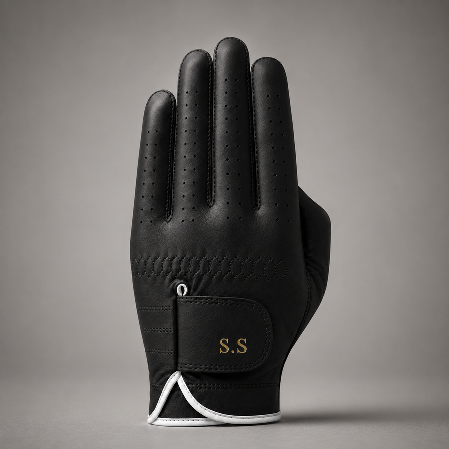 Personalised Premium Cabretta Leather Golf Glove (MENS) - Black