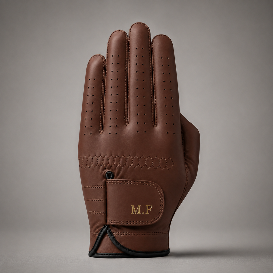 Personalised Premium Cabretta Leather Golf Glove (MENS) - Cognac Brown
