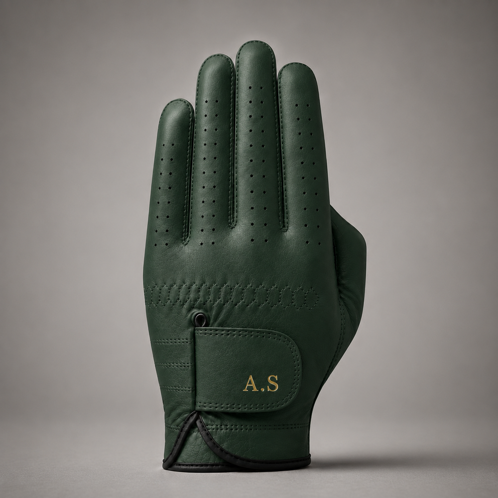 Personalised Premium Cabretta Leather Golf Glove (MENS) - Olive Green