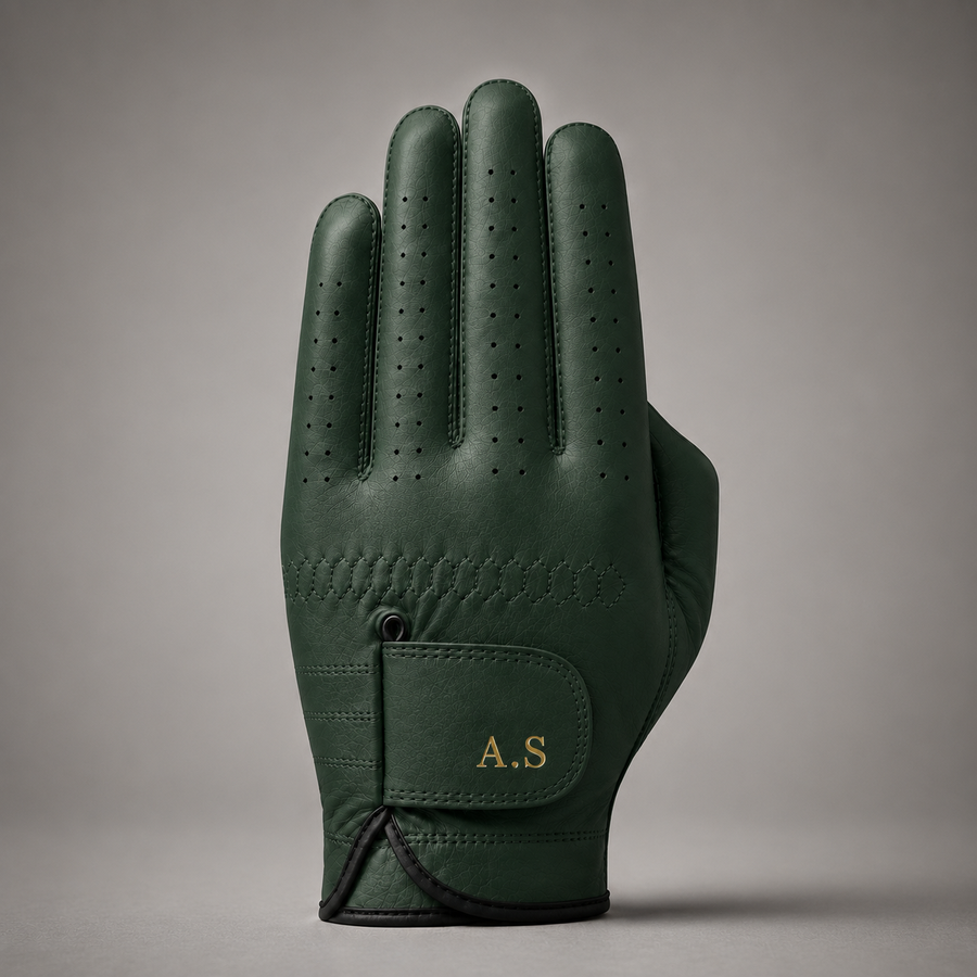 Personalised Premium Cabretta Leather Golf Glove (MENS) - Olive Green