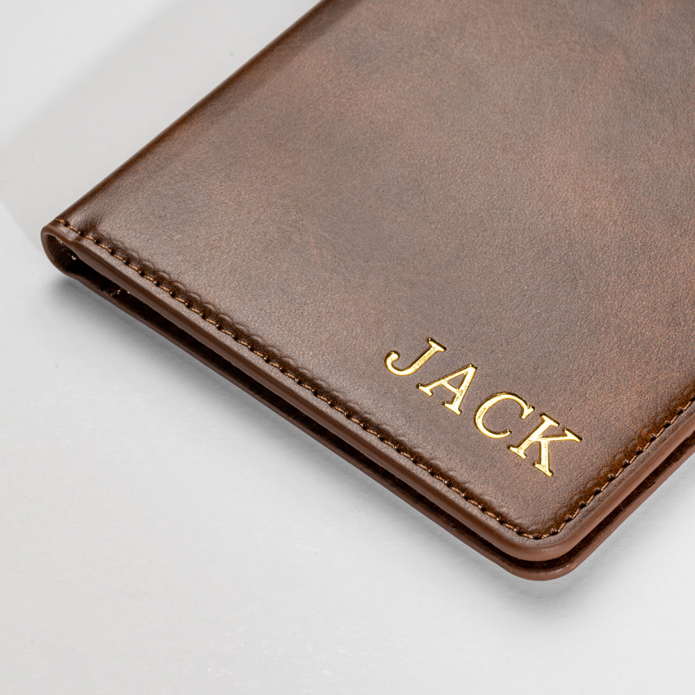 Personalised Passport Holder and Luggage Tag (Brown)