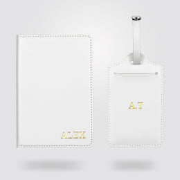 Personalised Passport Holder and Luggage Tag (White)