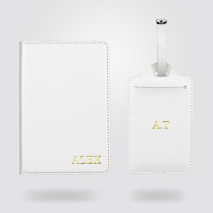 Personalised Passport Holder and Luggage Tag (White)