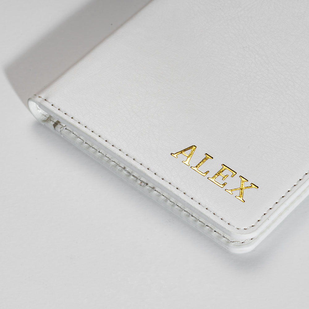Personalised Passport Holder and Luggage Tag (White)